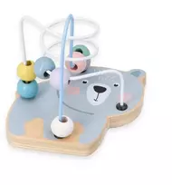 Adam Toys Mini medinė motorinė žaidimų kilpa Mišio formos, vaikams nuo 12 mėn., lavina smulkiąją motoriką, pastelinė