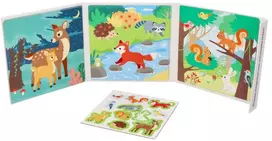 Adam Toys Lanksti magnetinė 3in1 dėlionė su miško gyvūnais, vaikams nuo 3 metų, spalvota