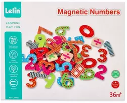 Lelin Magnetinės medinės skaitmenys edukacinei matematikos žaidimui, vaikams nuo 3 metų, 60 vnt. spalvoti