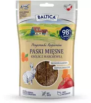 BALTICA Przysmaki Regionów Mėsos juostelės Triušis su morkomis – skanėstas šuniui – 90 g