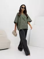 Rue Paris Paltas moterims IT-KR-FL10153KSM.91 chaki spalvos