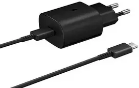 Samsung EP-TA800EBE + EP-DA705BBE 25W Travel Charger + USB-C to USB-C Data Cable juodas (OOB Bulk)