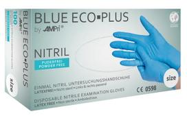 Vienkartinės nitrilinės pirštinės MED-COMFORT Eco-Plus, M dydis, mėlynos sp., be pudros, 100 vnt.