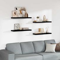 Pakabinamos lentynos, 4vnt., juodos, 80x23,5x3,8cm, MDF