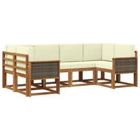Lauko sofos komplektas su pagalve 6 pcs Natūralus ir grietinėlė