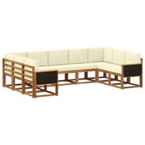 Lauko sofos komplektas su pagalve 9 pcs Natūralus ir grietinėlė