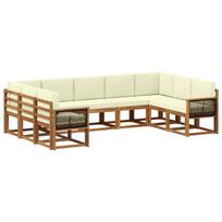 Lauko sofos komplektas su pagalve 9 pcs Natūralus ir grietinėlė