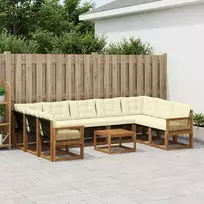 Lauko sofos komplektas 10 pcs Natūralus ir grietinėlė