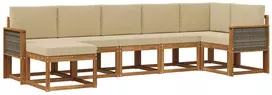 Lauko sofos komplektas 7 pcs Natūralus ir bežinis Poliesteris