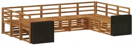 Sekcijos sofų komplektas 9 pcs Natūrali Kietos akacijos mediena