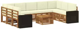 Sofų komplektai su pagalve 10 pcs Natūralus ir grietinėlė