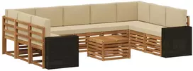 Lauko sofos komplektas 10 vnt. 9 vietos Natūralus ir bežinis