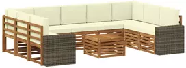 Sofų komplektai su pagalve 10 pcs Natūralus ir grietinėlė