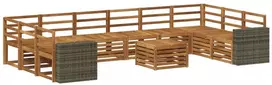 Lauko sofos komplektas 11 pcs Natūrali Kietos akacijos mediena
