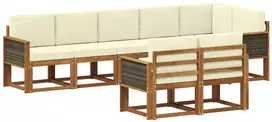 Lauko sofos komplektas 8 vnt. 8 vietos Natūralus ir grietinėlė