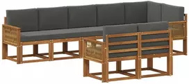 Lauko sofos komplektas su pagalve 8 pcs Natūralus ir antracitas