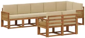 Lauko sofos komplektas 8 pcs Natūralus ir bežinis Poliesteris