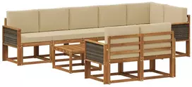 Lauko sofos komplektas 9 pcs Natūralus ir bežinis Poliesteris