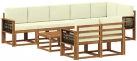 Lauko sofos komplektas su pagalve 9 pcs Natūralus ir grietinėlė