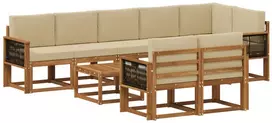 Lauko sofos komplektas 9 pcs Natūralus ir bežinis Poliesteris