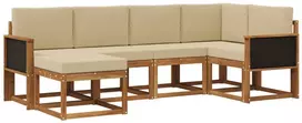 Lauko sofos komplektas 6 pcs Natūralus ir bežinis