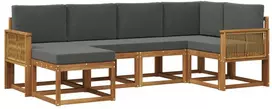 Lauko sofos komplektas su pagalve 6 pcs Natūralus ir antracitas