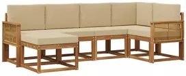 Lauko sofos komplektas 6 pcs Natūralus ir bežinis Poliesteris