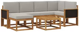 Lauko sofos komplektas 7 pcs Natūrali ir šviesiai pilka