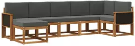 Lauko sofos komplektas su pagalve 7 pcs Natūralus ir antracitas