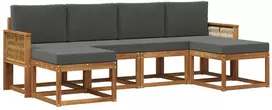 Lauko sofos komplektas su pagalve 6 pcs Natūralus ir antracitas