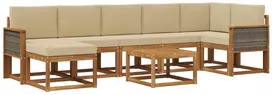 Lauko sofos komplektas 8 pcs Natūralus ir bežinis Poliesteris