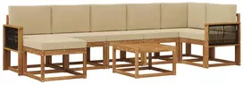 Lauko sofos komplektas 8 pcs Natūralus ir bežinis Poliesteris