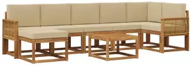 Lauko sofos komplektas 8 pcs Natūralus ir bežinis Poliesteris