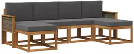 Lauko sofos komplektas su pagalve 6 pcs Natūralus ir antracitas