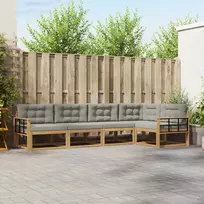 Lauko sofos komplektas su pagalve 4 pcs Balta ir šviesiai pilka