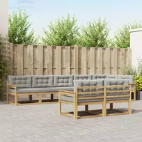 Lauko baldų komplektas Lauko sofos komplektas su pagalve 6 pcs Balta ir šviesiai pilka