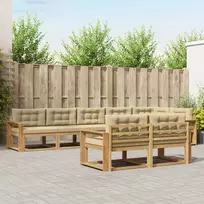 Lauko baldų komplektas Lauko sofos komplektas 6 pcs Balta ir kreminė Poliesteris