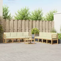 Lauko baldų komplektas Lauko sofos komplektas 9 vnt. 8 vietos Balta ir kreminė