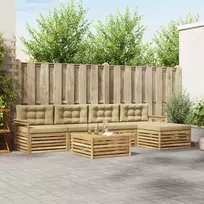 Lauko sofos komplektas 7 pcs Balta ir kreminė Poliesteris