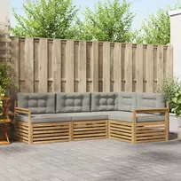 Lauko sofos komplektas su pagalve 5 pcs Balta ir šviesiai pilka