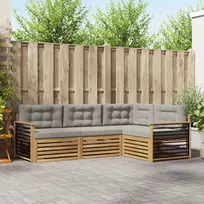 Lauko sofos komplektas su pagalve 5 pcs Balta ir šviesiai pilka