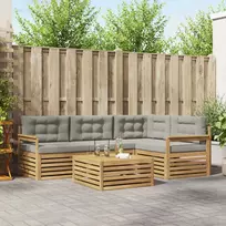 Lauko sofos komplektas su pagalve 6 pcs Balta ir šviesiai pilka