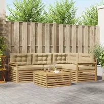 Lauko sofos komplektas 6 pcs Balta ir kreminė Poliesteris