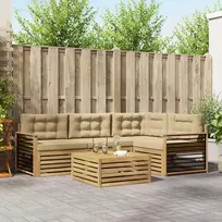 Lauko sofos komplektas 6 pcs Balta ir kreminė Poliesteris