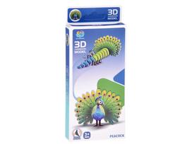 3D dėlionė Peacock ZA5718, 9.5 cm x 7.5 cm, 18 vnt., mėlyna sp./žalia sp.