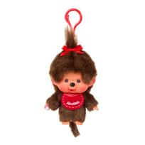 Raktų pakabukas Monchhichi Big Head, 10 cm, ruda sp./raudona sp.