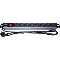 Maitinimo juosta PremiumCord Panel 1U 19" spintai, 8x230V, viršįtampių apsauga, 2m laidas, jungiklis | PDU-F10G08S/SURGE | 8592220006556