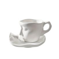 Keraminis espresso puodelis su metalu, Baltas