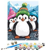 Tapyba pagal skaičius – paveikslas, dažai, teptukai, rinkinys -Penguin, 40×50 cm
