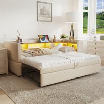 Ištraukiama sofa-lova su LED ir lizdais 90/180x190cm 1 vnt